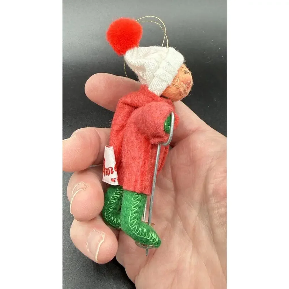 Vintage Annalee Mobilitee Dolls Skier Christmas Tree Ornament 1990 -Lo16